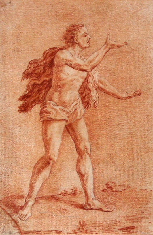 Studie van staande naakte man