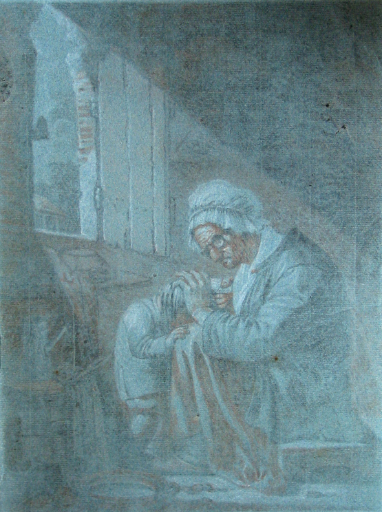 Vrouw met kind aan een venster