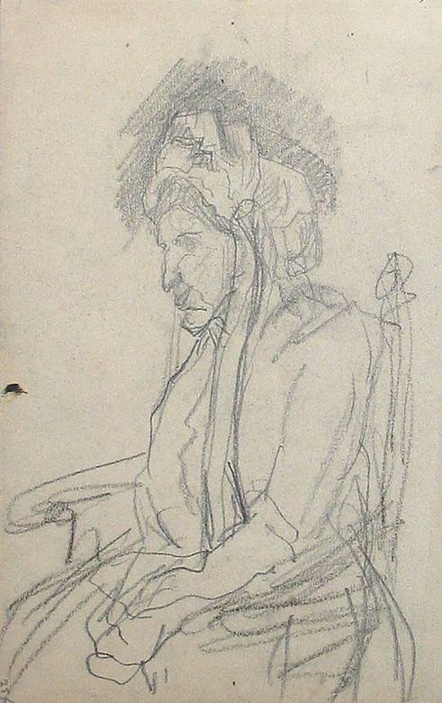 Oude vrouw in leunstoel