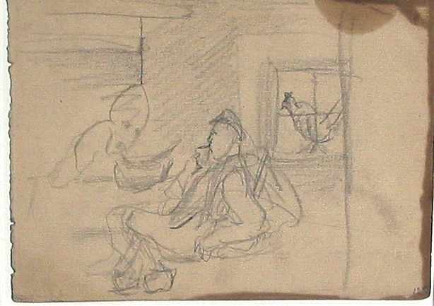 Interieur met drinkende man