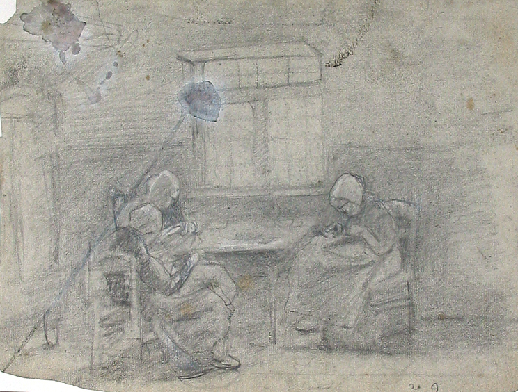 Interieur met drie vrouwen