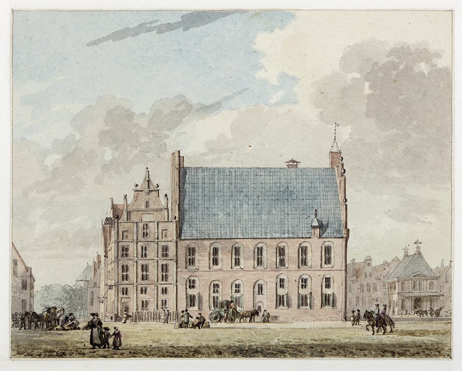 Wijnhuis oostzijde; rechts het Waaggebouw