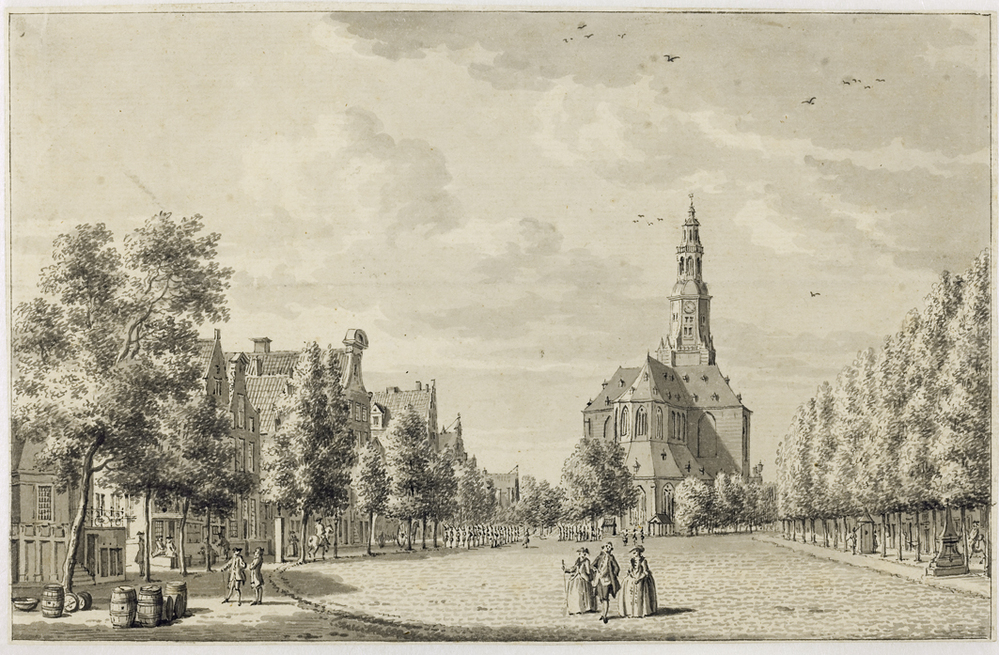 Vismarkt gezien naar het westen, met Akerk