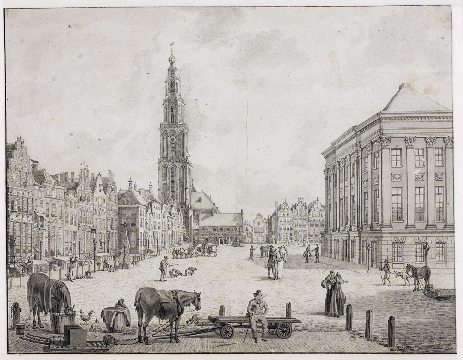 Grote Markt, noordelijk gedeelte, gezien vanuit het waaggebouw naar het oosten