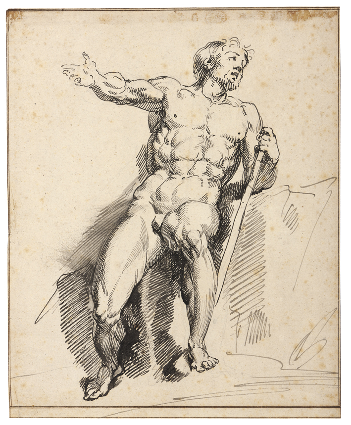 Zittend mannelijk naakt