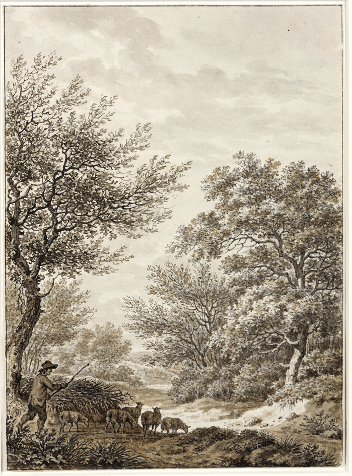 Boslandschap met schaapherder