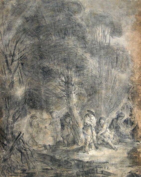 Rustende jagers in een bos