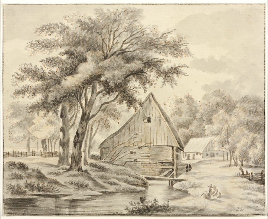 Landschap met watermolen