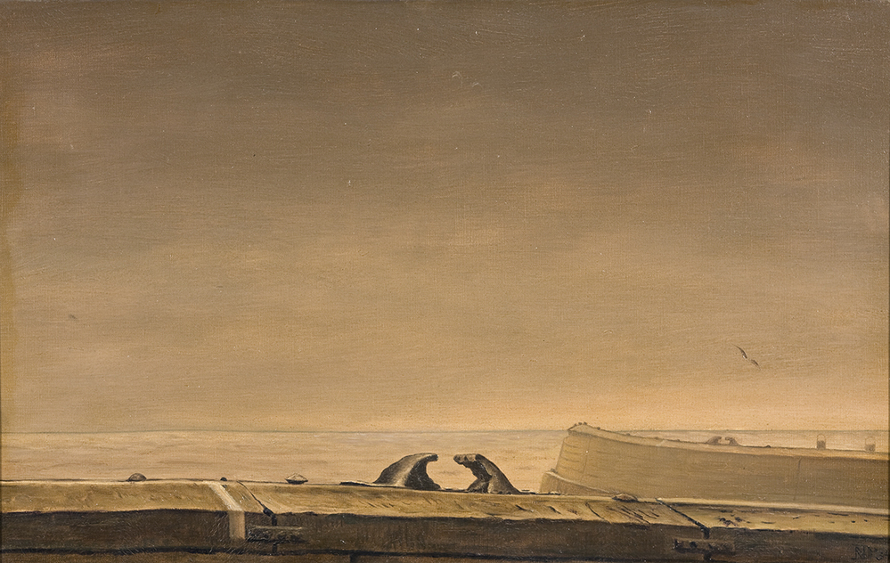 De haven van Hellevoetsluis bij avond