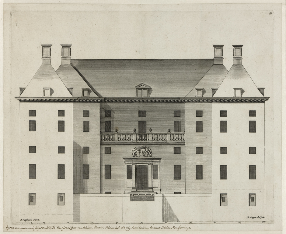 De borg Nittersum te Stedum, vooraanzicht (behorend bij het bouwbestek)