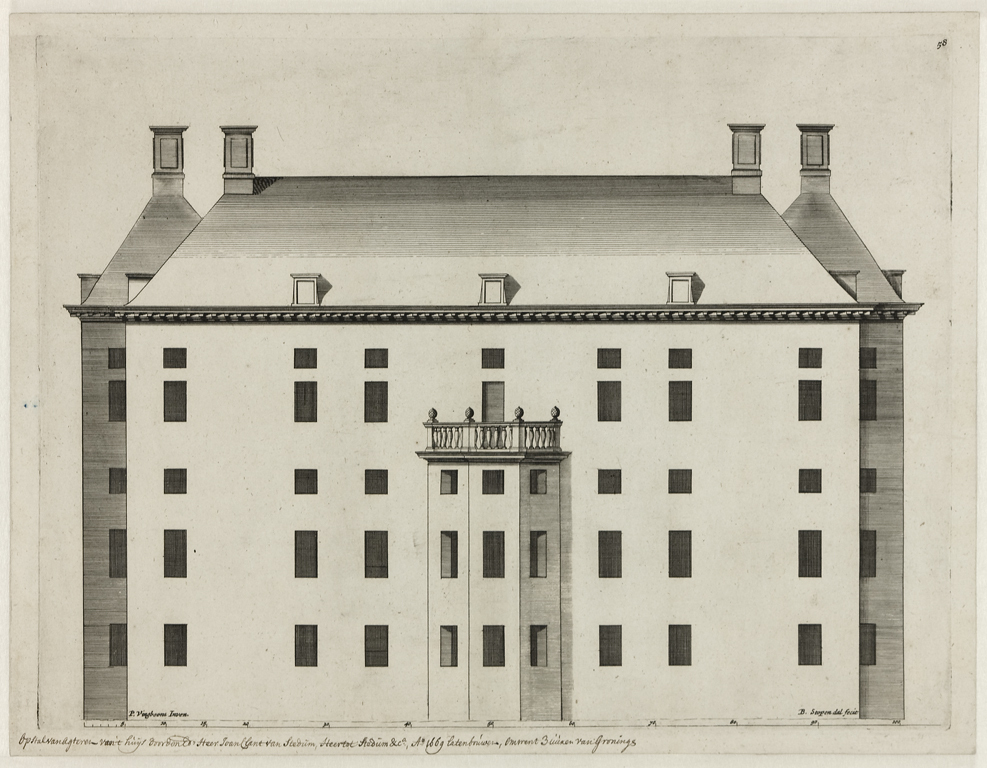 De borg Nittersum te Stedum, achteraanzicht (behorend bij het bouwbestek)