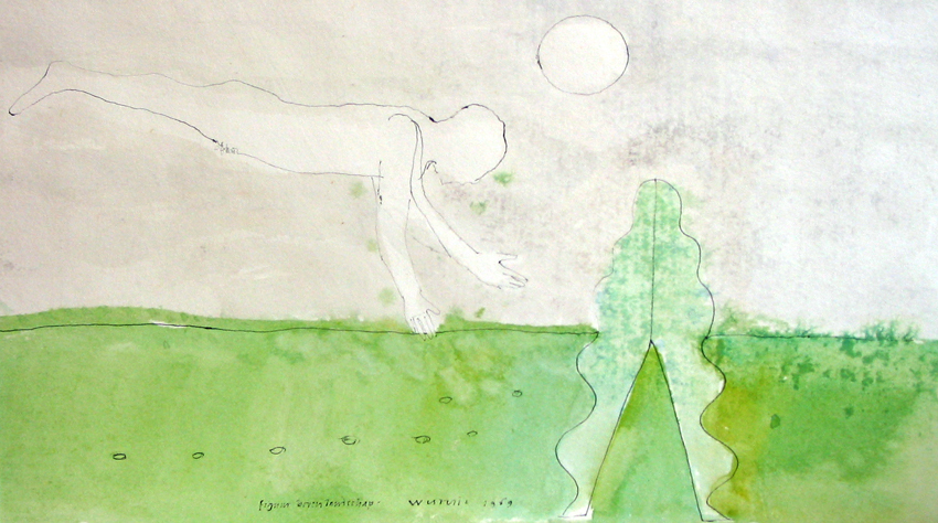 Figuur boven landschap