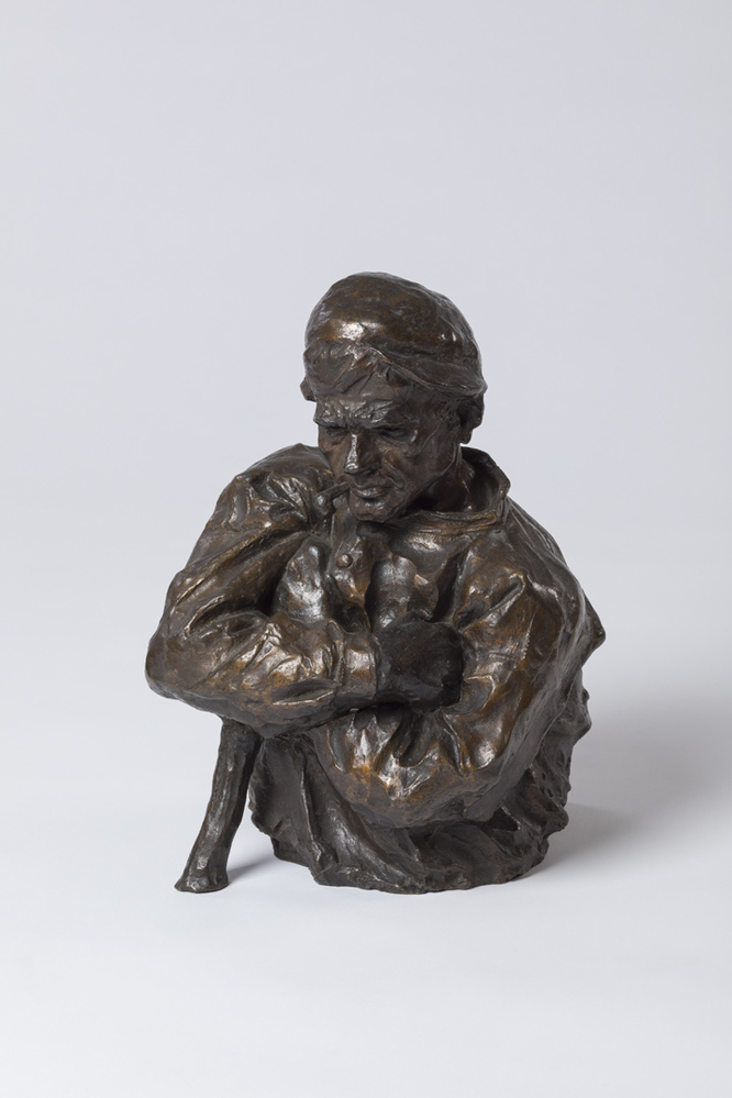 Bronzen halffiguur van een herder