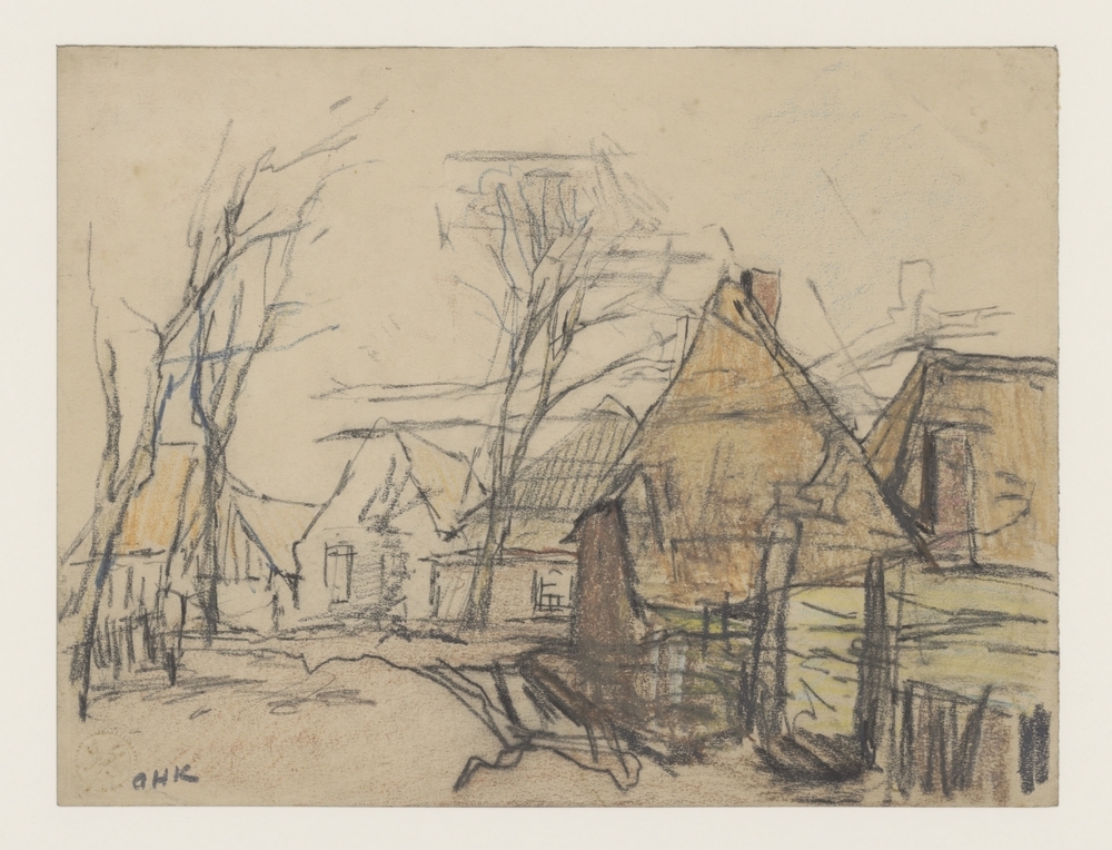 Huizen aan een landweg