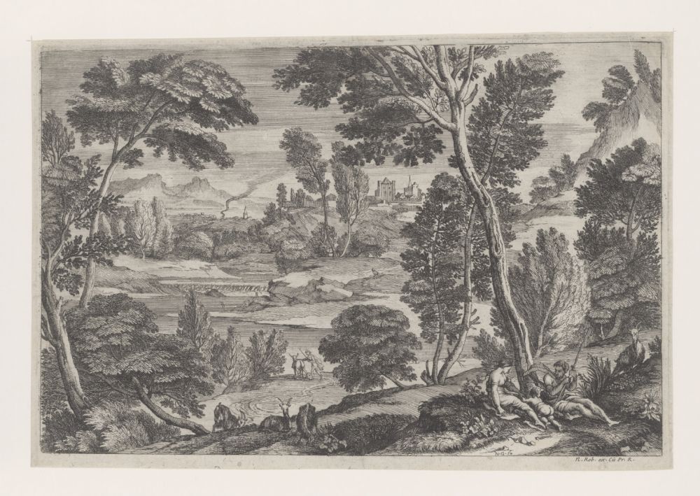 Landschap met rustende familie