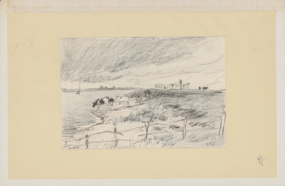 Gezicht op rivier bij Vianen