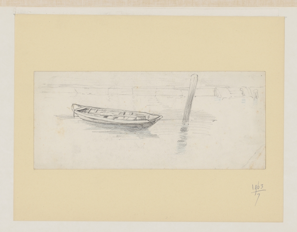 Roeiboot en meerpaal