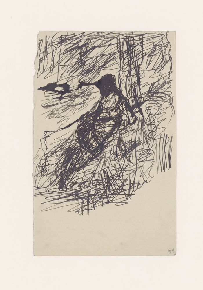 Meisje leunend tegen een boom