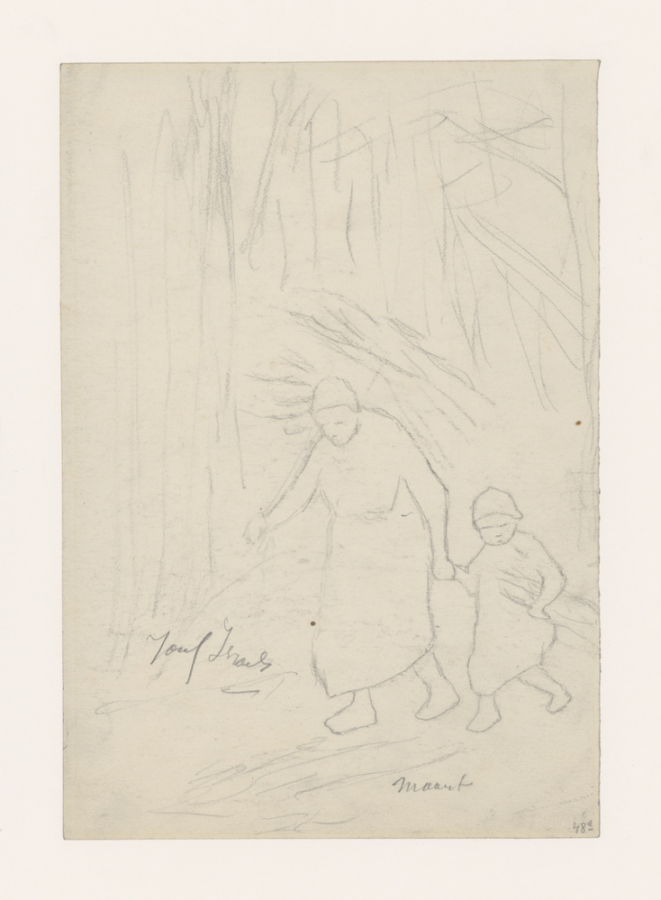 Vrouw met kind in landschap