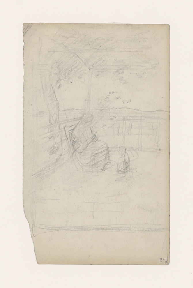 Vrouw zittend in prieel