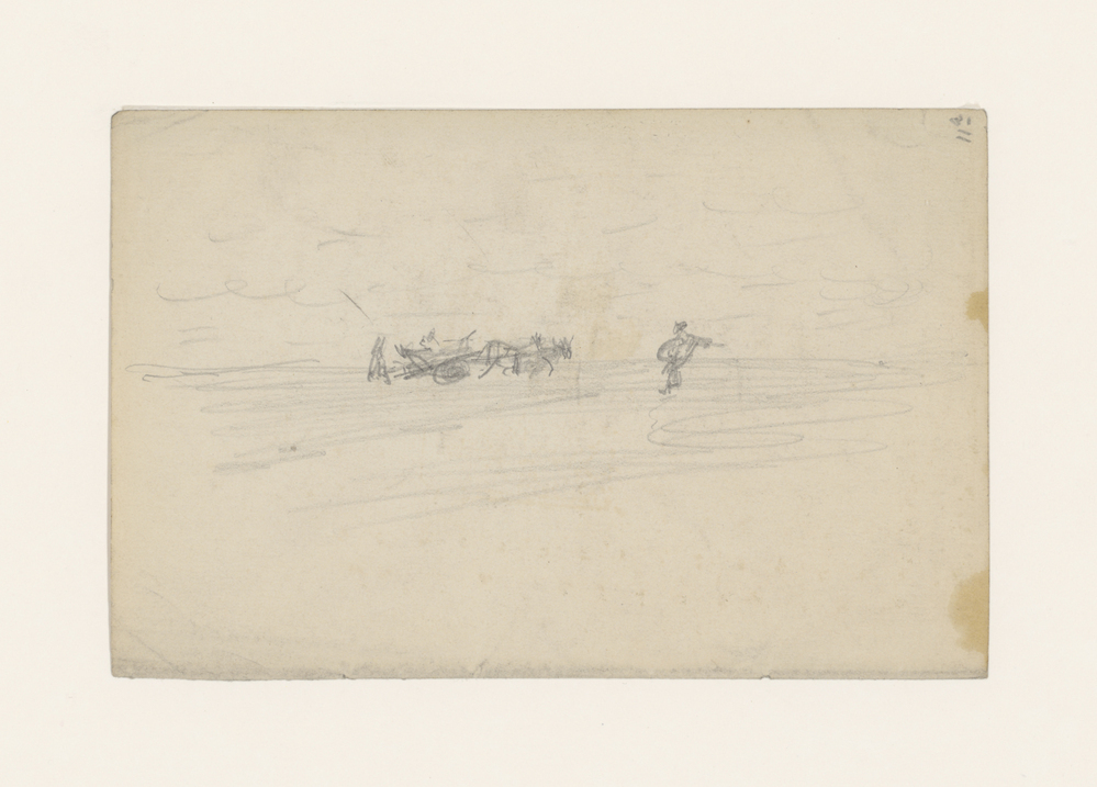 Kar met paarden aan het strand