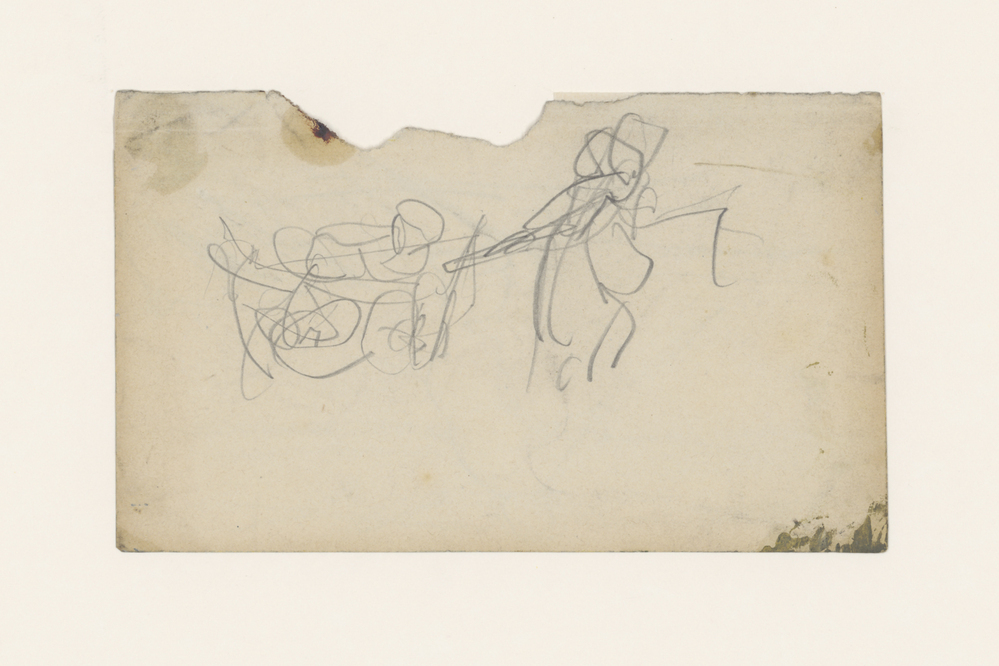 Schets van een kinderwagen