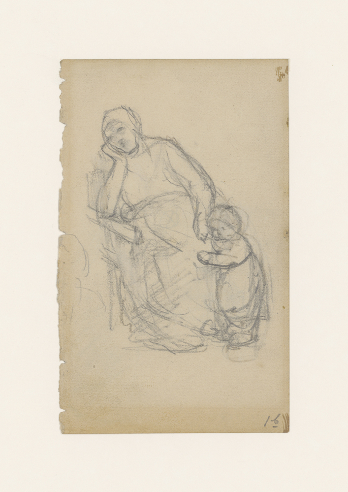 Zittende vrouw met kind