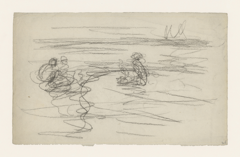 Drie personen in een landschap