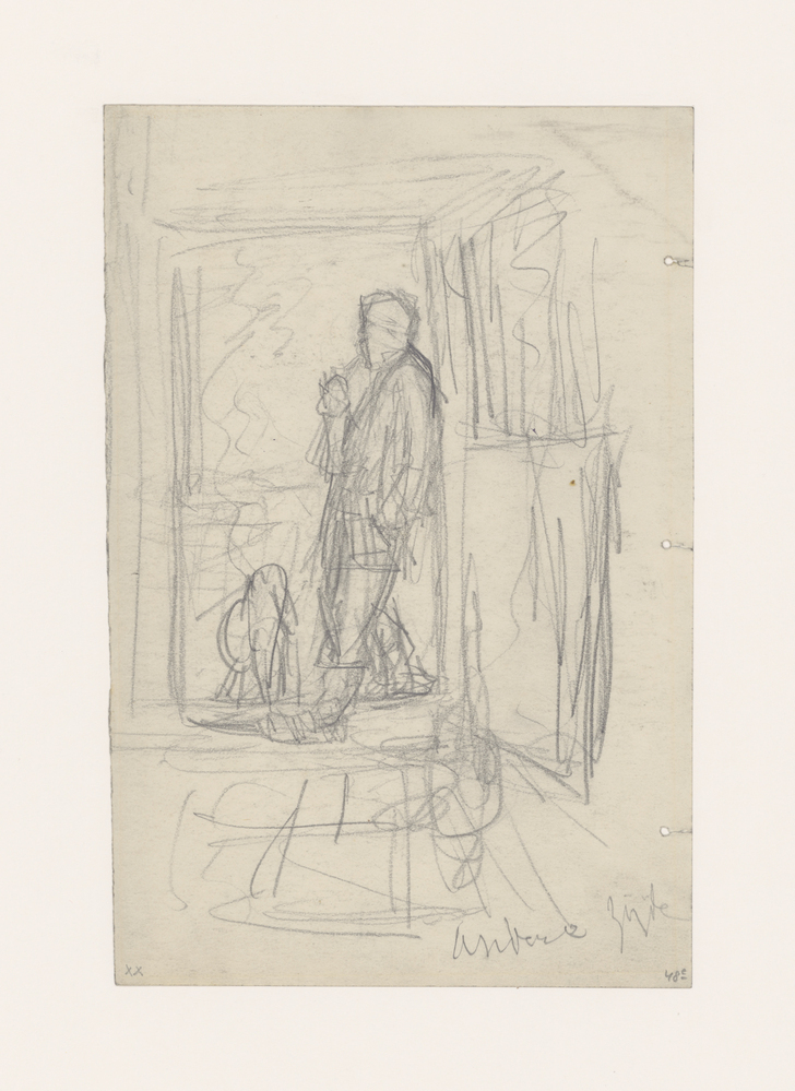 Interieurschets met open deur