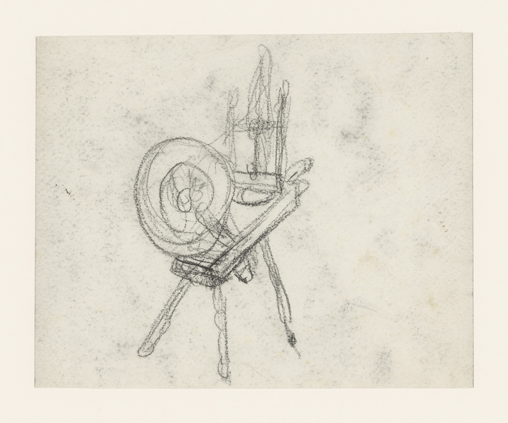 Schets van een spinnewiel