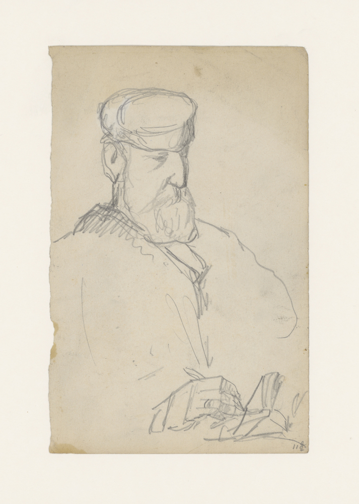 Schrijvende man met baard