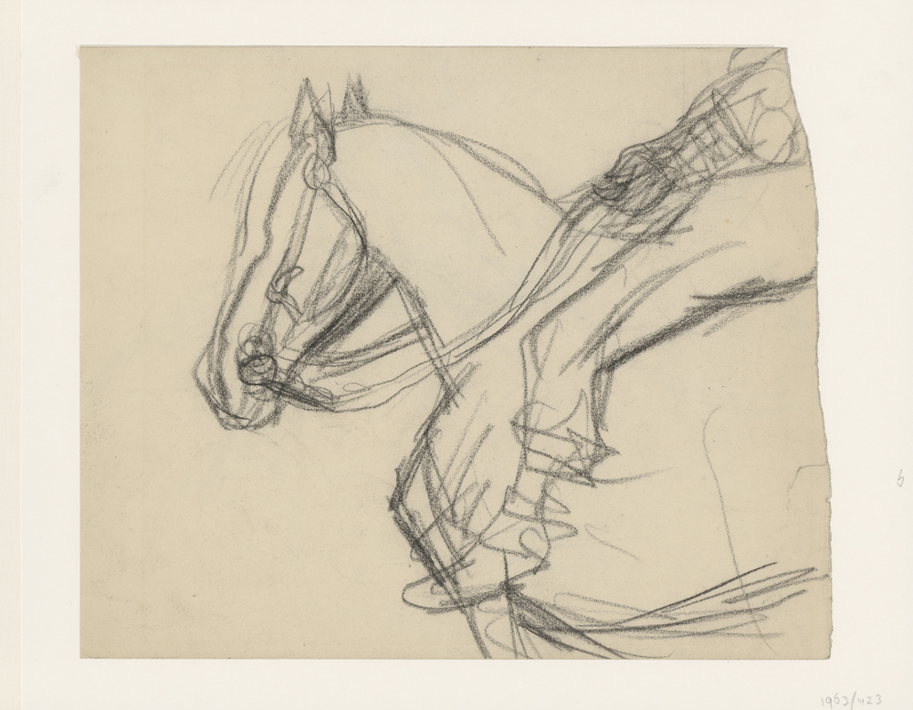 Schets van een man te paard