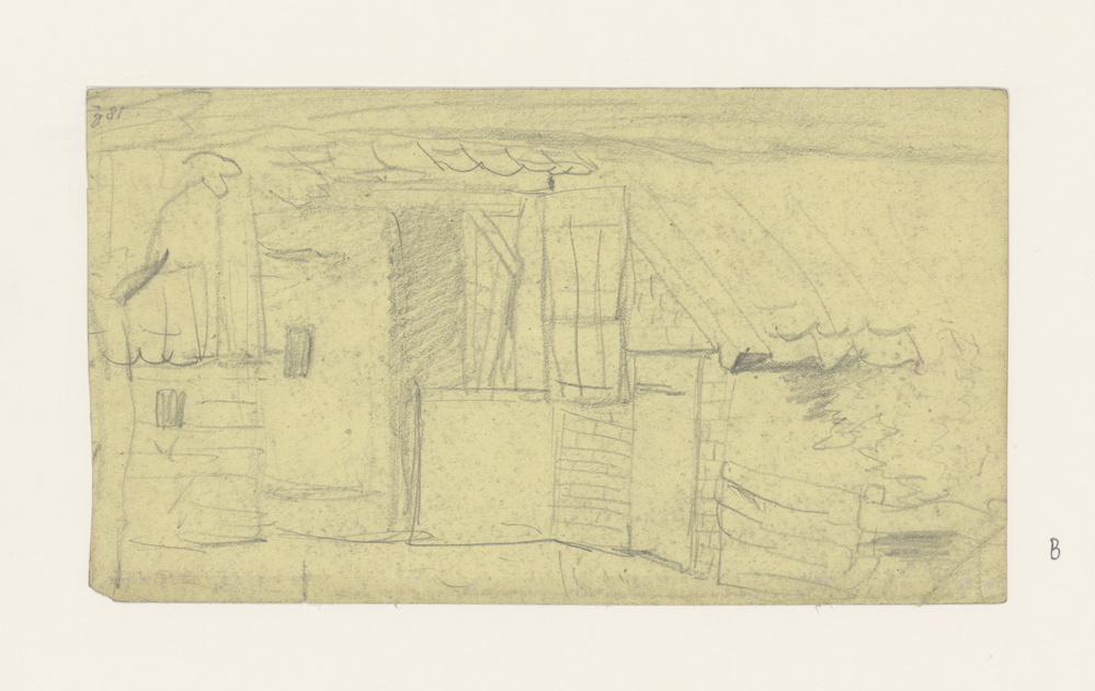 Boerenschuur met openstaande bovendeur