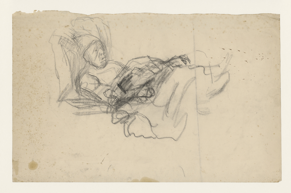 In bed liggende oude man