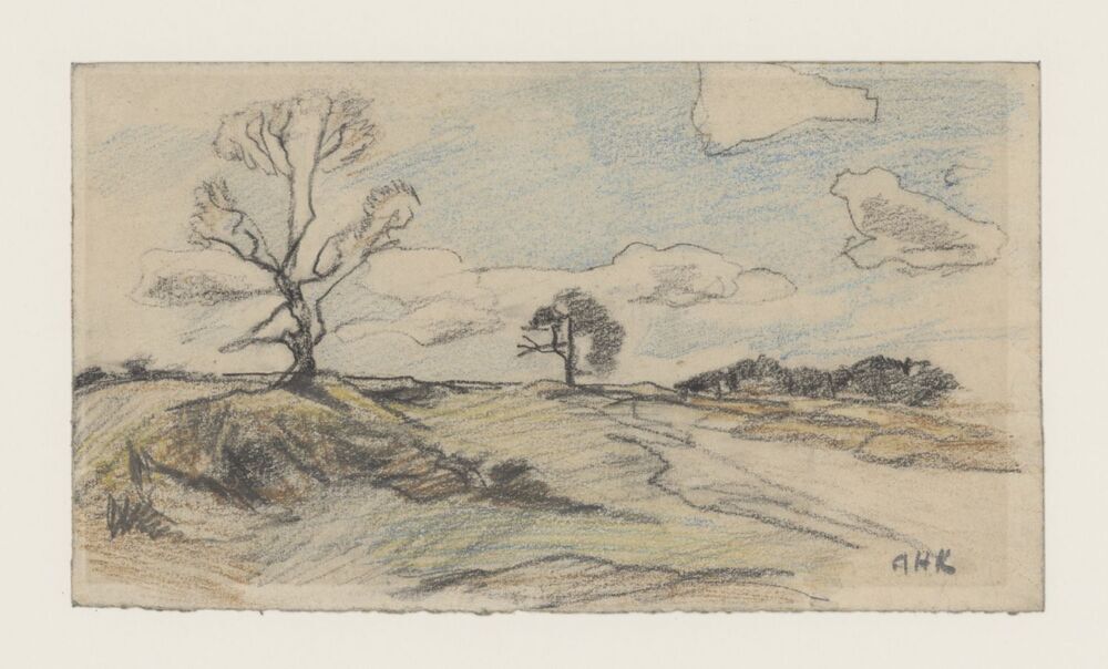 Landschap met twee bomen