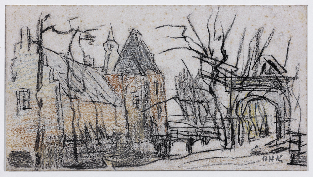 Kerk met brug en poort