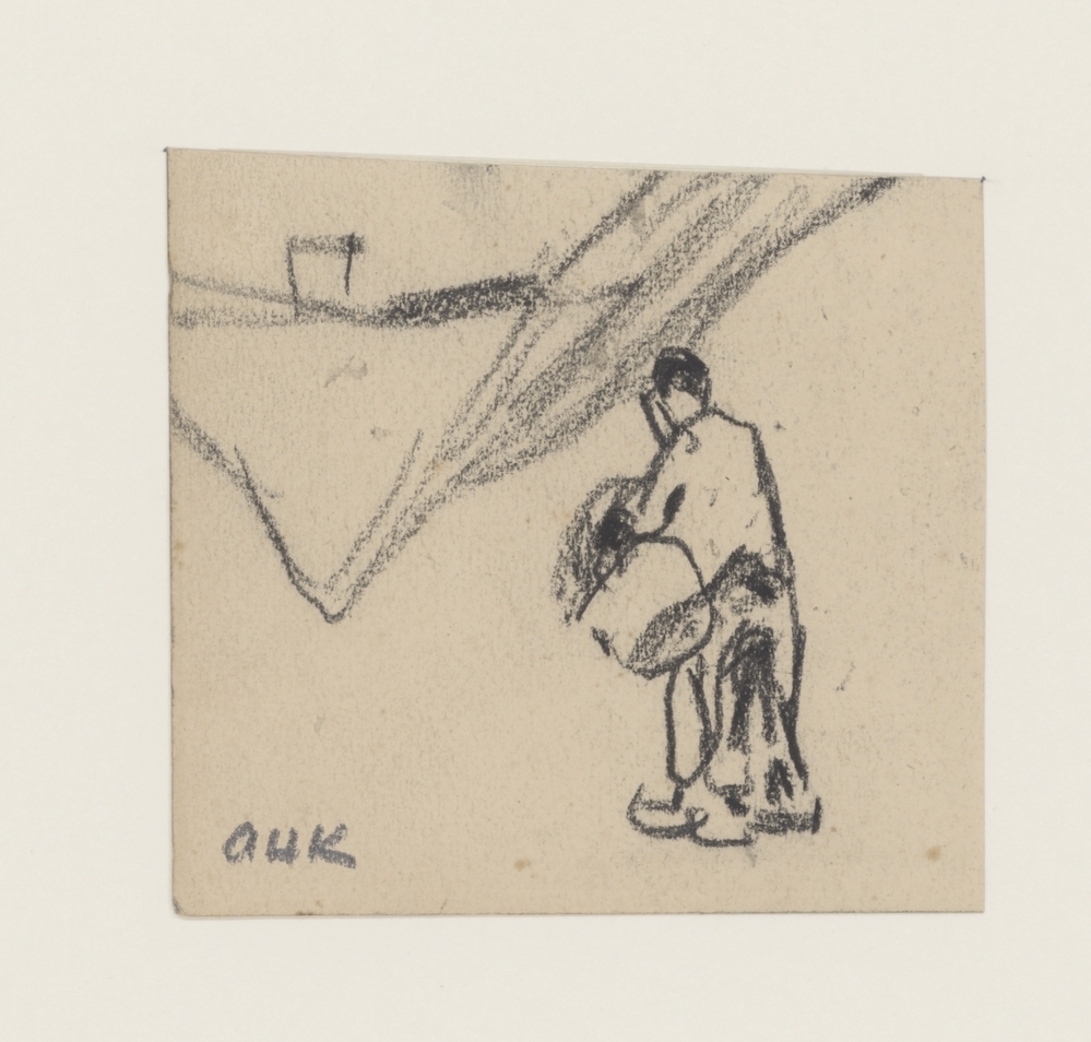 Man met mand aan de arm