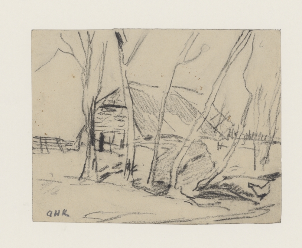 Boerenhuis met vijf bomen