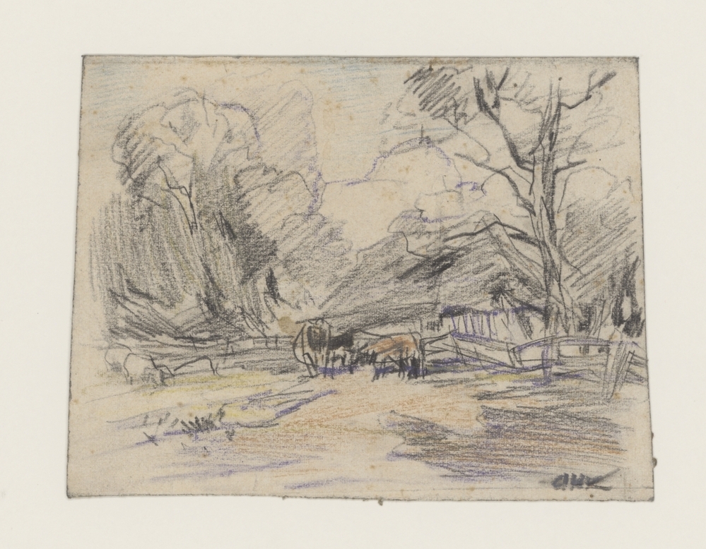 Vee in de weide bij een boerderij