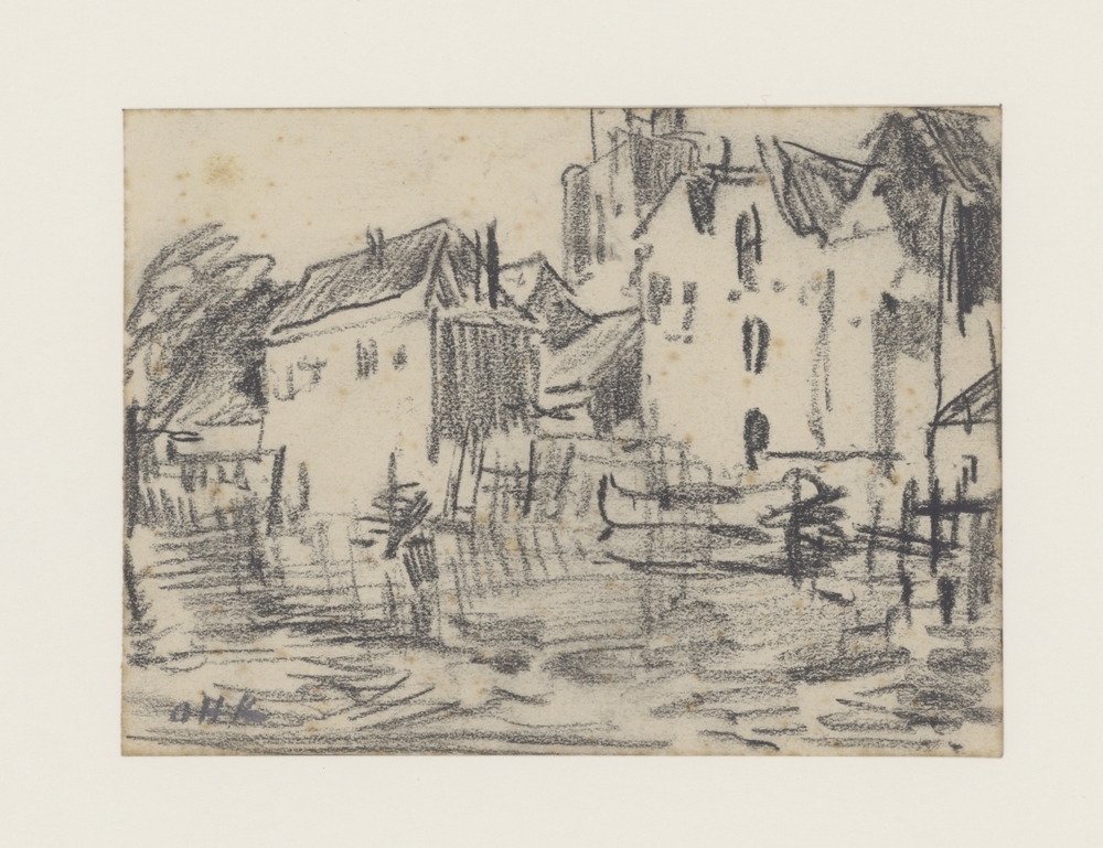 Oud stadshoekje met kerktoren