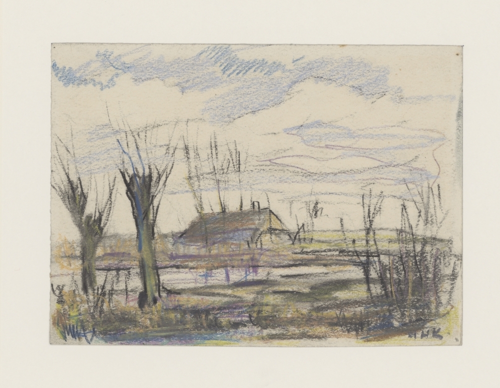 Landschap met een vaart en boerderij