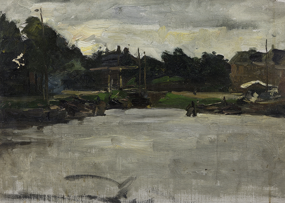 Eenvoudig haventje aan water (studie)