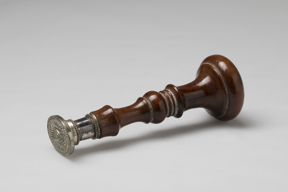 Zilveren zegelstempel met wapen