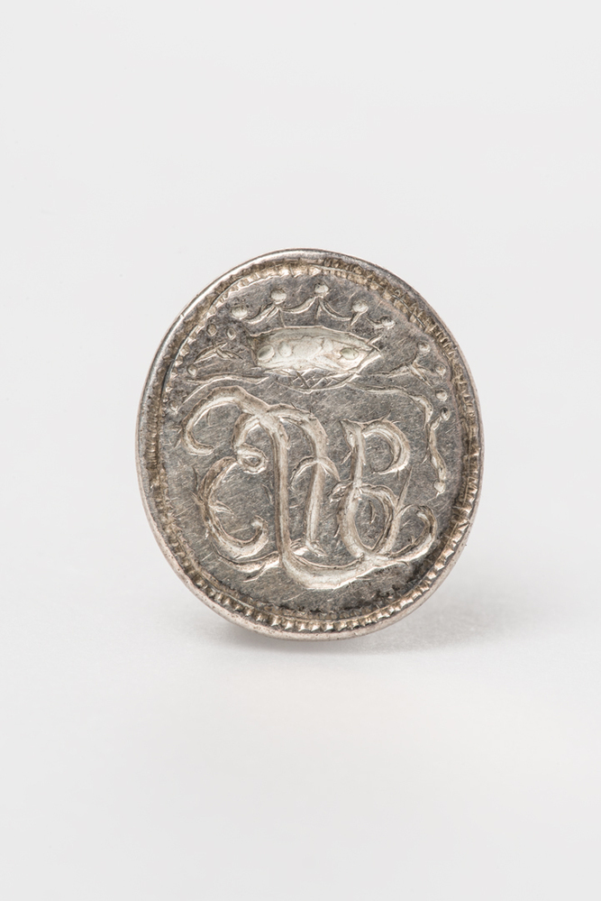 Zilveren zegelstempel met monogram JSB