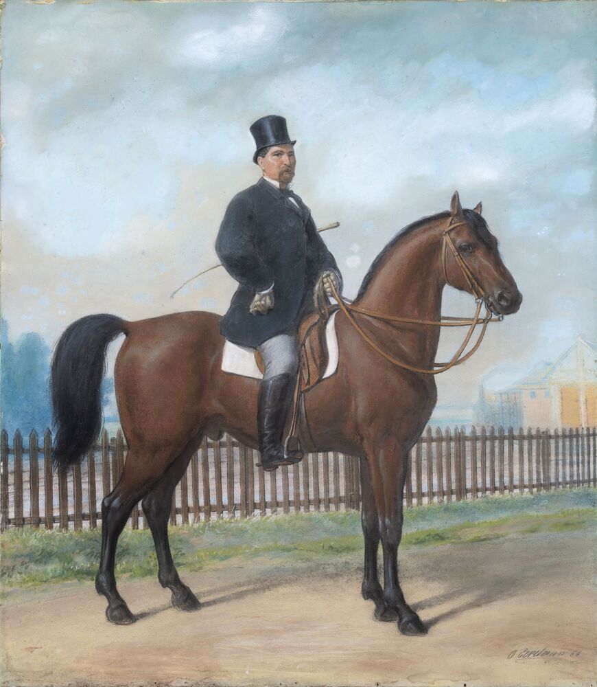 De pikeur H.D.C. Baars te paard