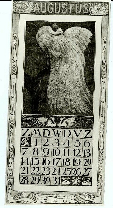 Kalenderblad 1910: augustus