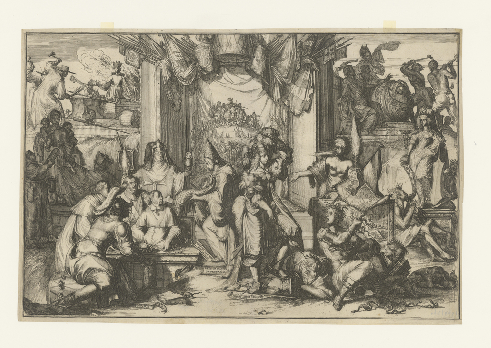 Het verderf van de twisten door de geestelijke en wereldlijke hoogmoed veroorzaakt (uit de serie: Schouwburgh der Nederlandse Veranderingen)