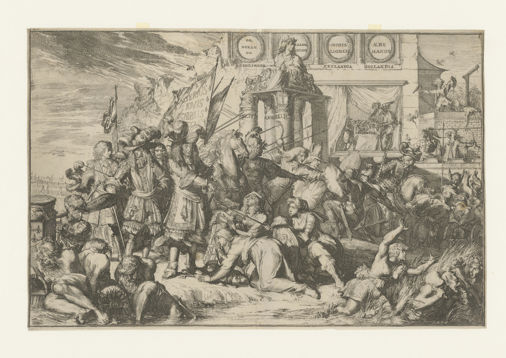 Komst van Lodewijk XIV met zijn broeder en gevolg (uit de serie: Schouwburgh der Nederlandse Veranderingen)