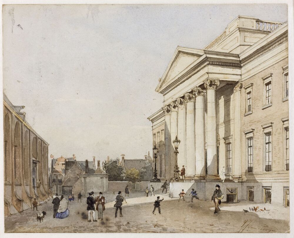 Academiegebouw, Broerstraat noordzijde; links de Broerkerk