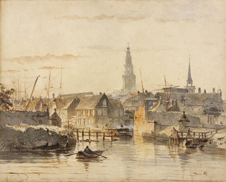 Reitdiep voor de stadswal met gezicht op de Hoek van Ameland